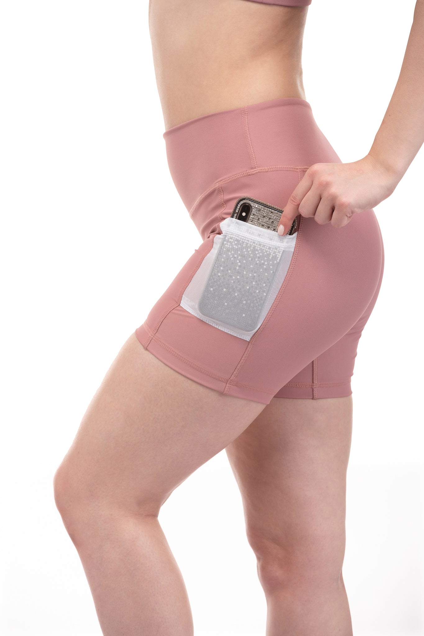 Energy High-Rise Short with Pockets - Dusty Rose