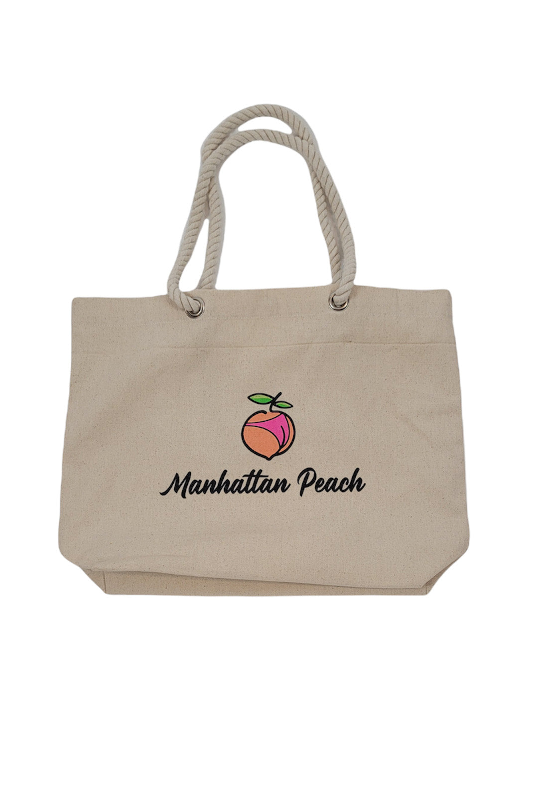 Manhattan Peach Logo Beach Tote with Nautical Rope Handles