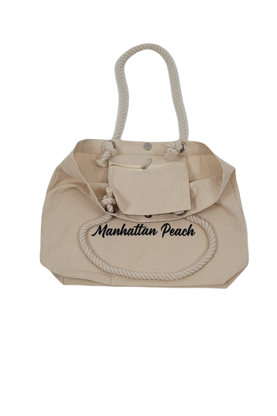 Manhattan Peach Logo Beach Tote with Nautical Rope Handles