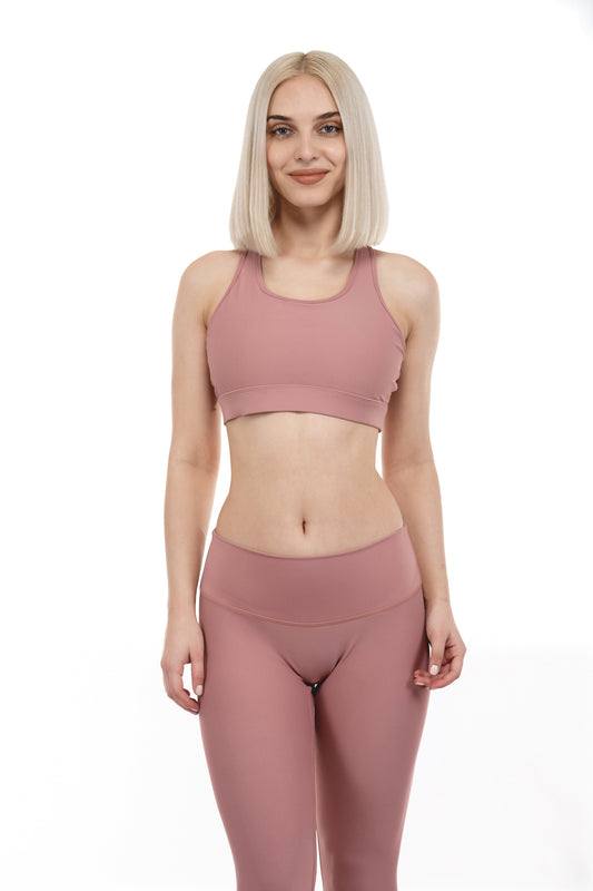 Pulse Cutout Racerback Sports Bra - Dusty Rose