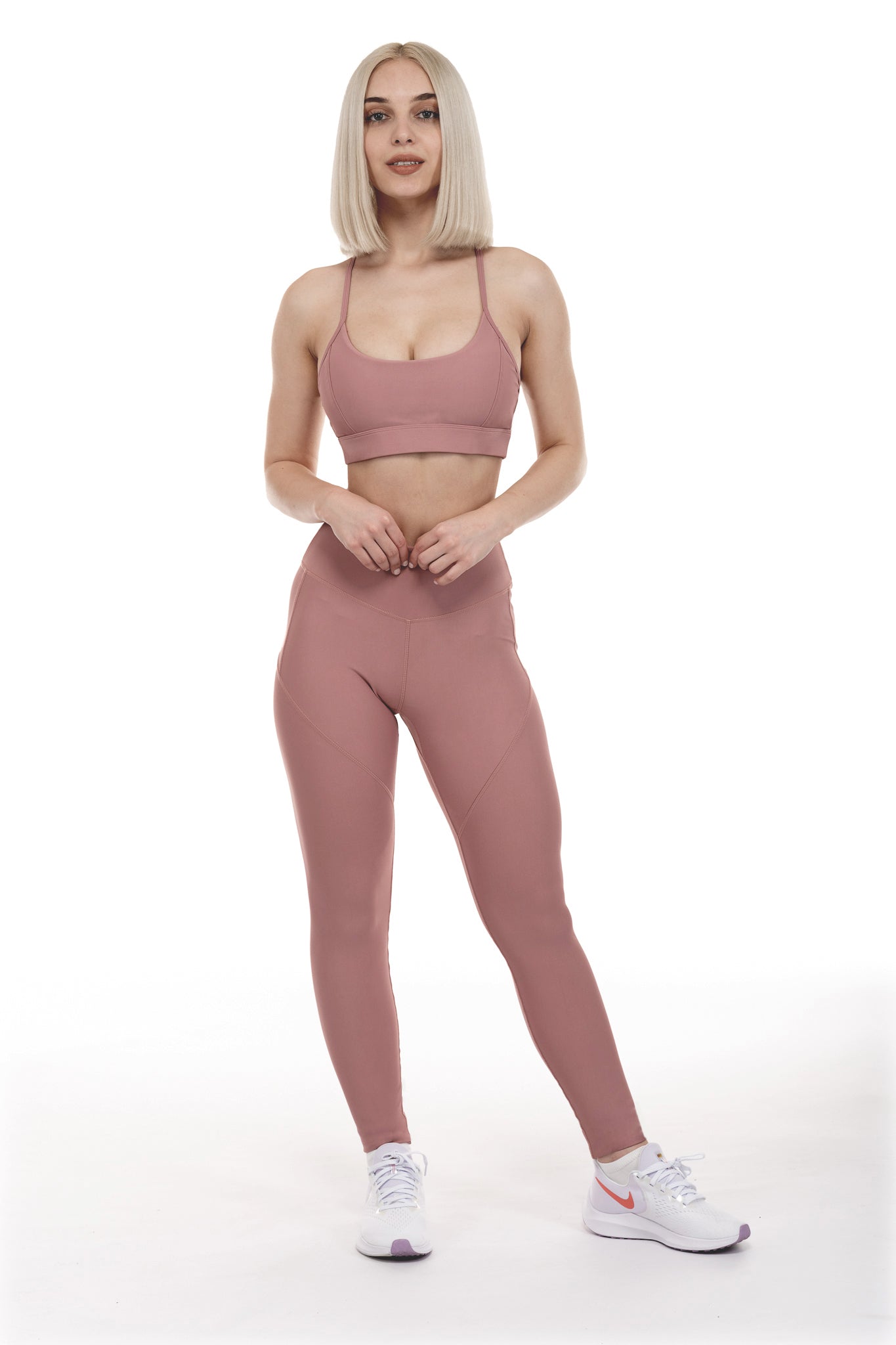 Endurance Full Length High-Rise Panel Legging - Dusty Rose