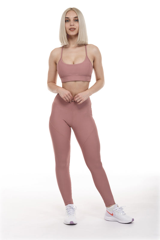 Endurance Full Length High-Rise Panel Legging - Dusty Rose