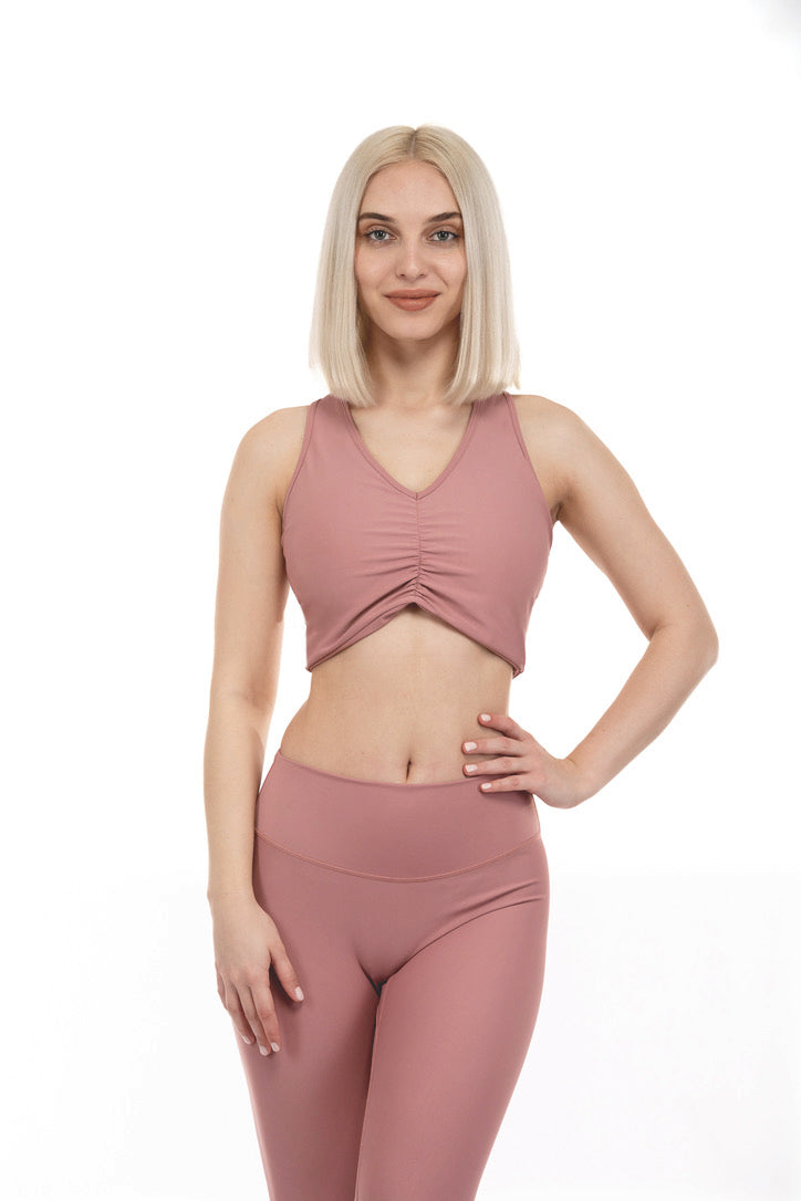 Dynamic Ruched Sports Bra - Dusty Rose