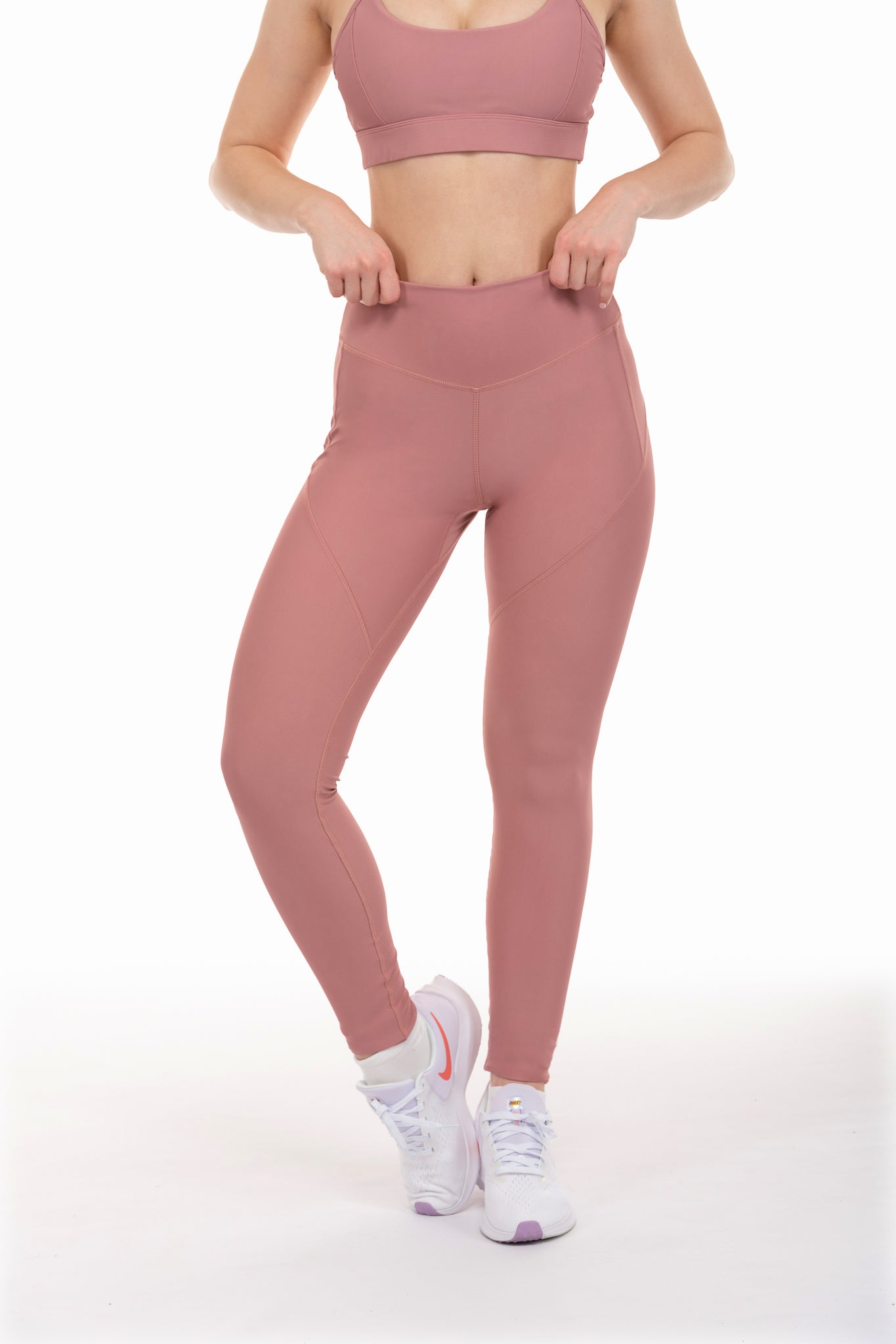 Endurance Full Length High-Rise Panel Legging - Dusty Rose