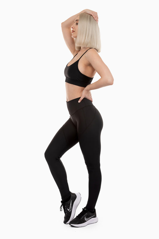 Endurance Full Length High-Rise Panel Legging - Midnight Black