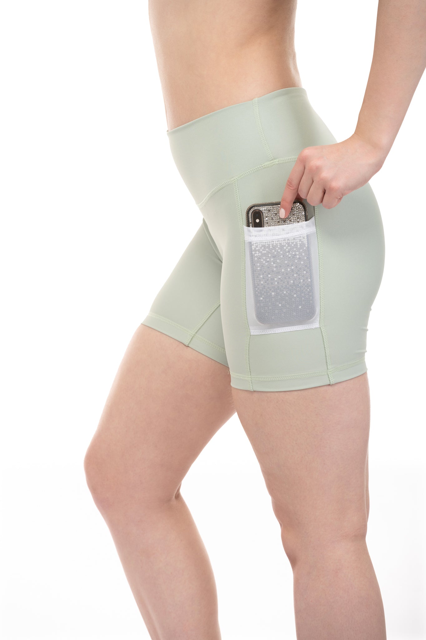 Energy High-Rise Short with Pockets - Sage Green