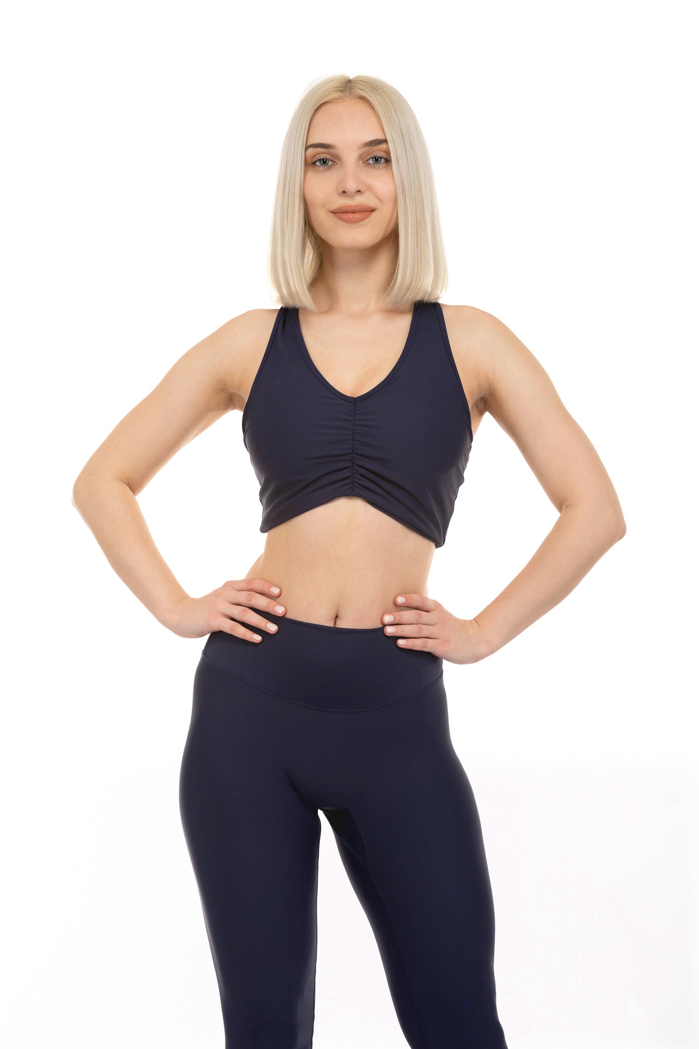 Dynamic Ruched Sports Bra - True Navy